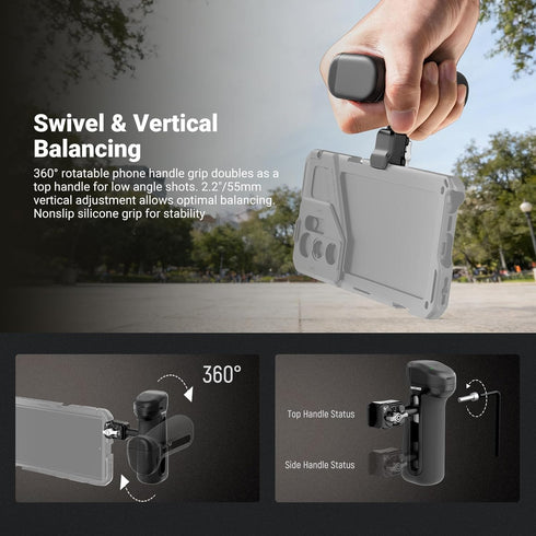 NEEWER 360 PA148E Quick Release Side Handle with Bluetooth Shutter, Cold Shoe, Rotation, Compatible with iPhone Android