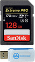 SanDisk Extreme Pro Memory Card, Compatible with Nikon D3400, D3300, D750, 128GB SD 4K with Combo Reader