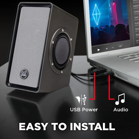 GOgroove Laptop Computer Speakers - SonaVERSE O2 USB Powered Desktop Speakers with Dual Passive Bass