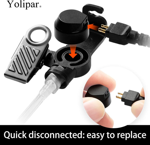 RDM2070D 2-Pin 2-Wire Motorola Walkie Talkies Earpiece Surveillance Kit with Big PTT Mic