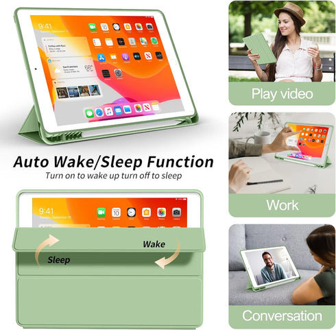 Aoub Case for iPad 6th/5th Generation 9.7 inch, with Pencil Holder, Auto Sleep/Wake, Light Green