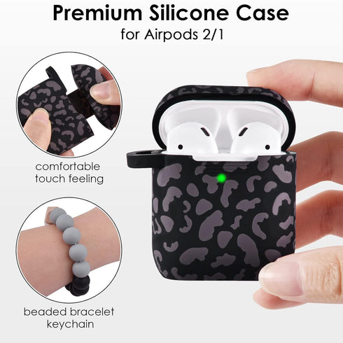 Filoto Compatible with Airpod 2nd Generation Case, Cute Silicone Protective Case for Women with Bracelet Keychain