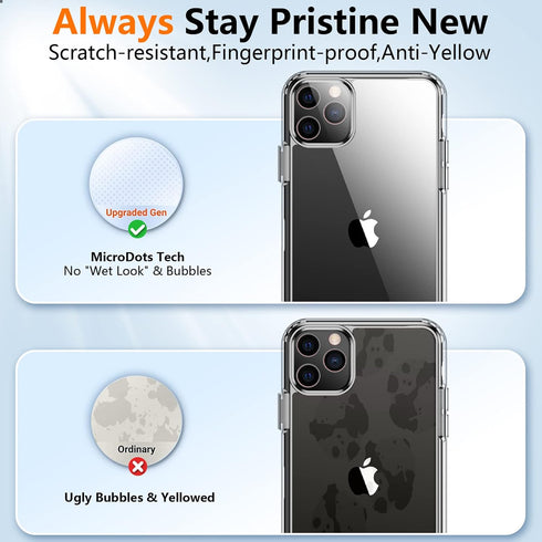 iPhone 11 Pro Case - Crystal Clear, Slim Thin Bumper, Anti-Yellowing, Upgraded Military Shockproof Protection, 5.8 inch