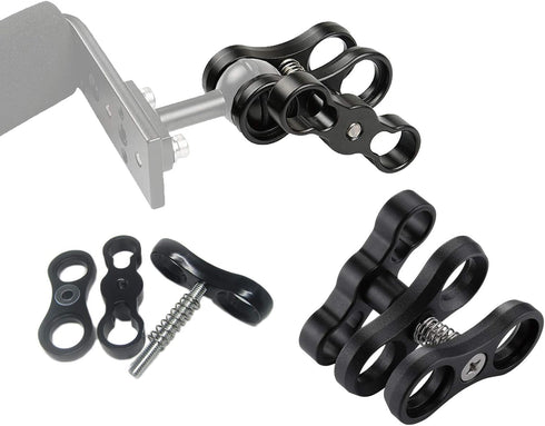 2 PCS x 1" Inch Aluminum Standard Long Ball Clamp Mount for Underwater Diving Light Arm System, Works with Ram Mounts
