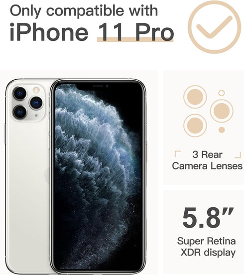 ICEDIO iPhone 11 Pro Case with Screen Protector, Clear with Colorful Floral Patterns, Slim Fit Acrylic Cover