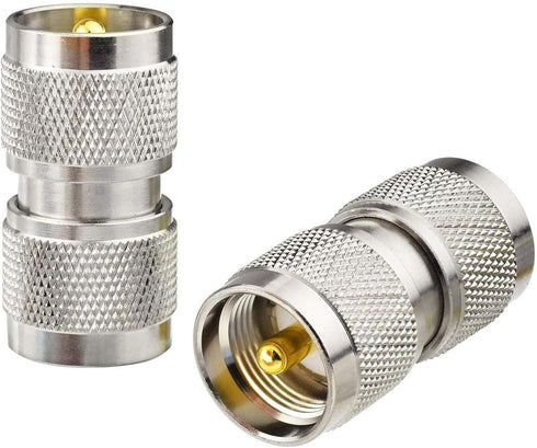 DHT Electronics RF Coaxial Coax Adapter, UHF Male to Male PL-259 Connector, Pack of 2