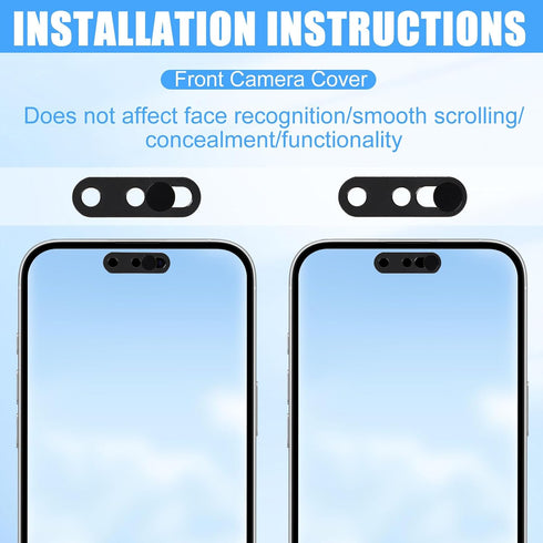 Fukaisu 2pcs 17/17p/17pm/16/15/14p, Front Camera Covers for iPhone Ultra Thin Selfie Phone Webcam Cover Slide Front