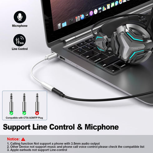 USB-C to 3.5 mm Headphone Jack Adapter, Type C Aux Audio Adapter Compatible with iPhone 15 and Other USB C Devices