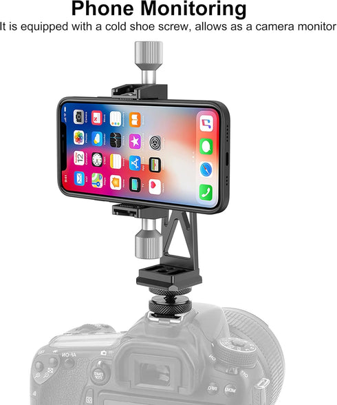 Peastrex 360Ball Metal Phone Tripod Mount Extra Deep Clamp with Arca Port Cold Shoe Head Cellphone Tripod Adapter
