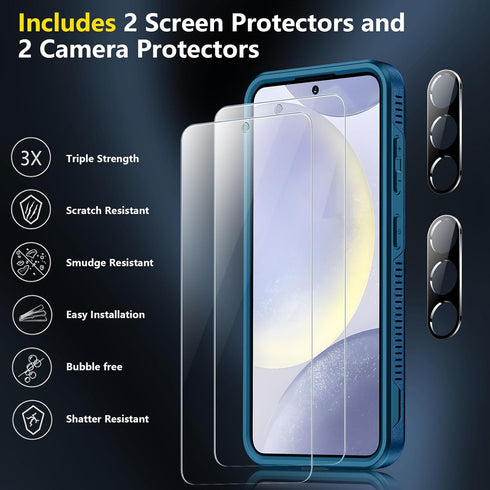 SPIDERCASE Heavy Duty Shockproof Case for Samsung Galaxy S24 Plus 2024, Sea Blue, 10 FT Military Grade Drop Protection.