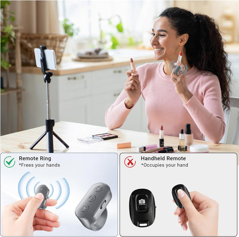 Voinap Phone Camera Remote Control for iPhone Android iPad with Zoom, Bluetooth Camera Remote Clicker with Front/Rear