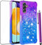 Samsung Galaxy A13 5G Case with Tempered Glass Screen Protector, Glitter Bling Flowing Liquid Soft TPU Case