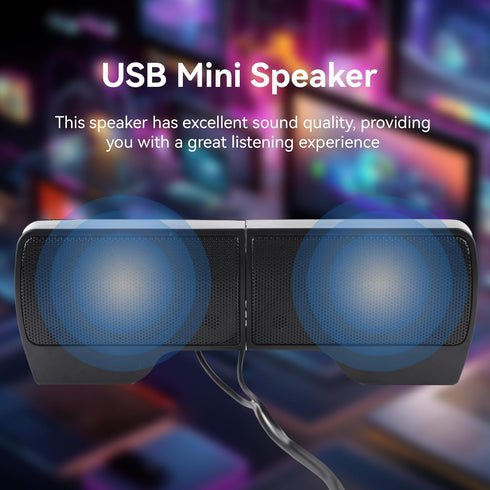 HERCHR 2W+2W 4 3.5mm Computer Speakers for Desktop PC, USB Plug-in, Wired Laptop Soundbar Speakers, Detachable Mini