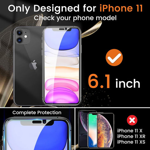 3+3 Pack Privacy Screen Protector for iPhone 11 6.1-Inch with 3 Pack Camera Lens Protector, Anti Spy Tempered Glass Film 9H Hardness Bubble Free Case Friendly