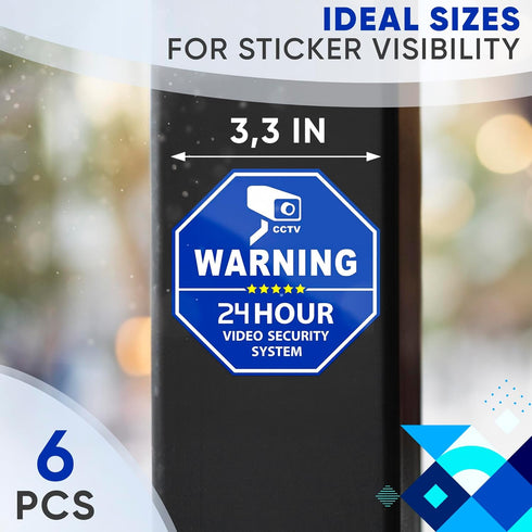 6 3.3 3.3 Security Camera Stickers Pcs for Doors and Windows - x in Warning Surveillance Decals, Self-Adhesive Hexagon