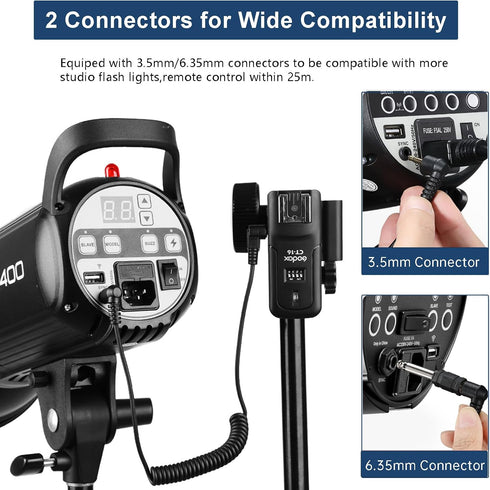 GODOX CT-16 Kit,433MHz 2 1 Wireless Radio Flash Trigger Receiver in Flash Transmitter and Receiver Compatible for Canon