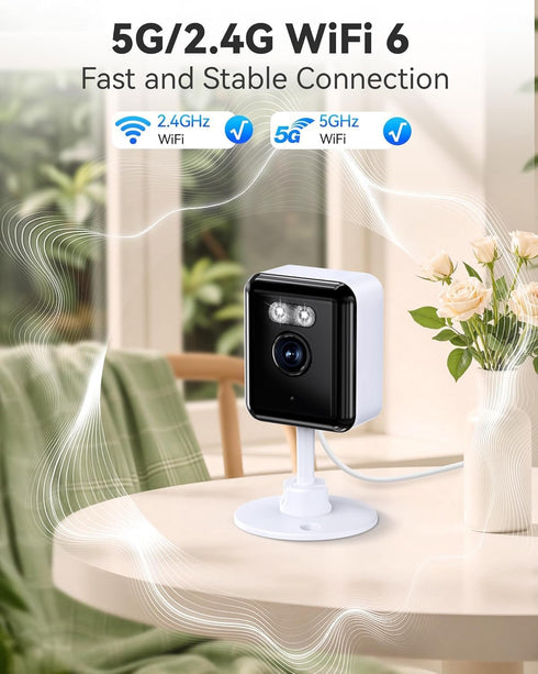 Gianteye 2K (2-Pack), 2.4/5GHz 2-Way Indoor Security Camera Dual-Band WiFi Pet & Baby Monitor, AI Event Detection