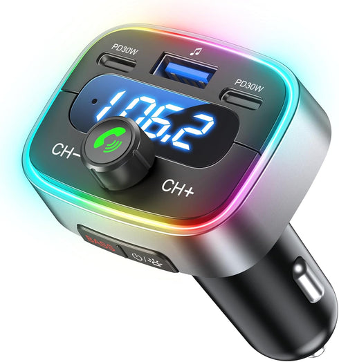 HUNDRUP Bluetooth 5.4 Car Adapter 60W Charging USB Bluetooth Adapter for Car,Wireless Fm