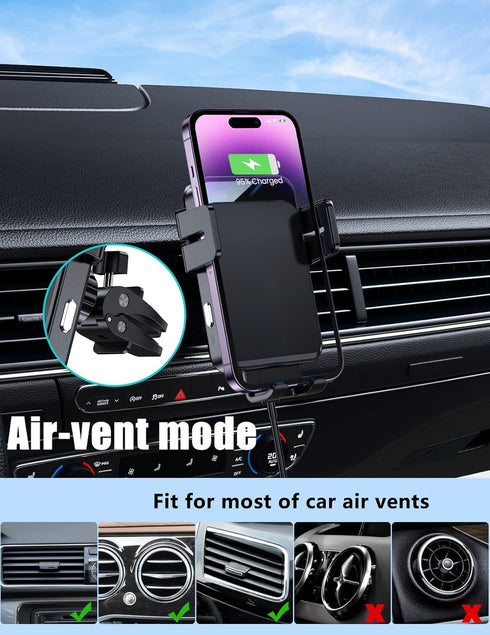Wireless Car Charger, MOKPR 15W/10W/7.5W Cup Holder Phone Mount, Auto Clamping Fast Charging for iPhone & Samsung
