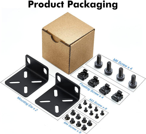 MokerLink Rack Mount Kit for 17.3 Inch Wide Switches, Adjustable Hole Distance 14-29mm, Compatible with Cisco, NETGEAR