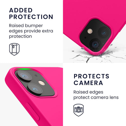 kwmobile Case for Apple iPhone 12 mini, TPU Silicone Phone Cover with Soft Finish in Neon Pink