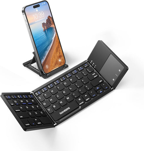 Samsers Foldable Bluetooth Keyboard - Portable Ultra Slim Wireless Keyboard with Touchpad for Android, Windows, iOS -