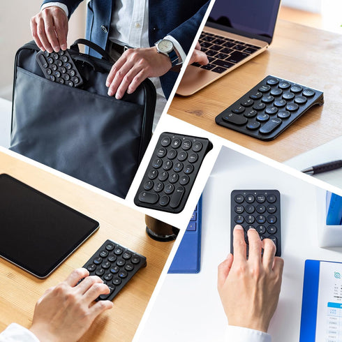 SANWA Bluetooth Numeric Keypad, Rechargeable Wireless Ten Key Number Pad, Portable & Slim for Laptop