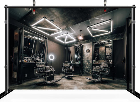 CHNYWORK 9ftx6ft Modern Stylish Barber Shop Backdrop Hairdresser's Workplace Hair Salon Hairstylist Haircut Barber