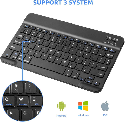 Samsung Galaxy Tab S7/S8 Wireless Keyboard, Portable Bluetooth Keyboard with Built-in Rechargeable Battery, Black