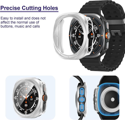 12+4 Pack Case for Samsung Galaxy Watch 7 Ultra 47mm, Waterproof Hard PC Scratch Resistant Cover with Tempered Glass