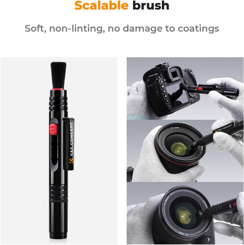 K&F Concept Professional Lens Cleaning Pen*3, Soft Brush, Carbon Head for Canon, Nikon, Sony Digital Camera Cleaning