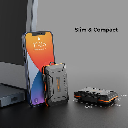 K&F Concept Memory Card Case with 25 Slots, Anti-shock Carrying Case for 4 SD Cards, 4 CF Cards, 4XQDs, 4 CFexpress
