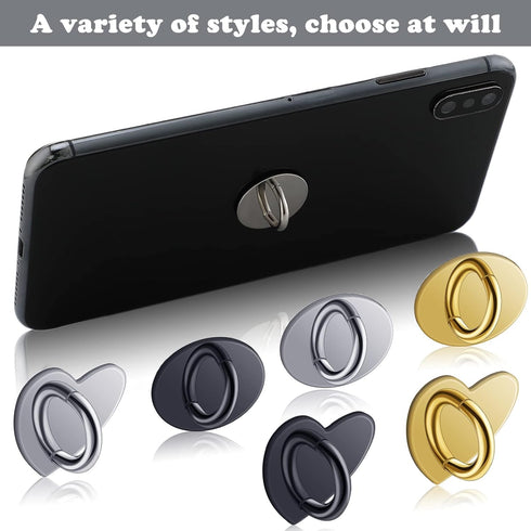 Flutesan 12 Pcs Phone Charm Hook, Adhesive Metal Finger Grip Cell Ring Loop Stand for DIY Keychain Accessories, Gold