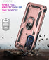 Moto Edge 2021 Case with Screen Protector, Military Grade 16ft Drop Tested Cover with Magnetic Kickstand, Rose Gold