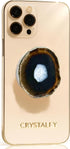 CRYSTALFY Grips by Brown Pattern Agate Round Shape Magnetic Crystal Phone Grip Holder