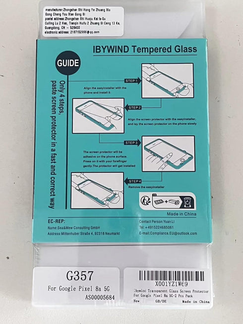 Ibywind 2 Pack Screen Protector for Google Pixel 8a 5G, 9H Hardness Tempered Glass with Camera Lens Protector