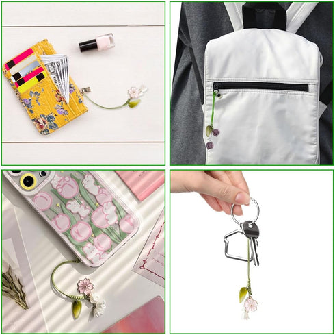 3 Pcs Tulip Flower Mobile Phone Pendant, Decorative Charms for Keychain, Backpack, Wallet