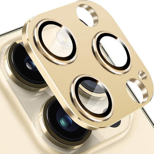 Gold Camera Lens Protector for iPhone 13 Pro & Pro Max - Anti-Scratch Tempered Glass, Shockproof Full Protection.