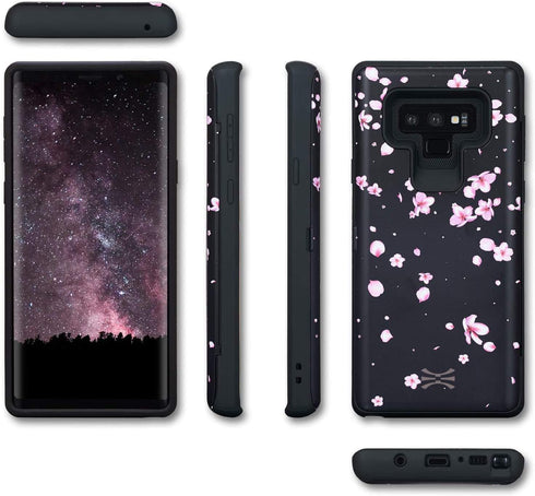 TORU CX PRO Case for Galaxy Note 9 - Slim Protective Cover with Card Holder & Kickstand, Flowers
