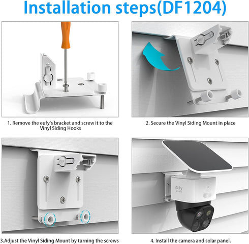 Vinyl Siding Clips Mount Bracket for Eufy SoloCam S340 Solar Security Outdoor Camera (1 Pack, White)