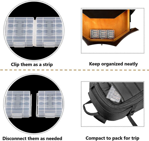 Battery Case for AA/AAA Batteries: Compact Portable Organizer Storage Case, Clear Protective Plastic for Home/Travel (4