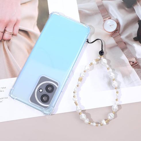 LXUEJIE 1 Pc Pearl Phone Charm, Beaded Phone Lanyard Kawaii Handmade Acrylic Wrist Strap For Phones Camera Keychain