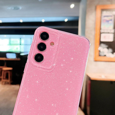 Compatible with Samsung Galaxy S23 FE Case, Cute Neon Bright Color Glitter Bling Thin Slim Shockproof Case, Pink