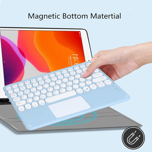 Bluetooth Keyboard, 10-inch Wireless Keyboard with Touchpad for iPad, Ultra-Slim Portable Rechargeable Keyboard for