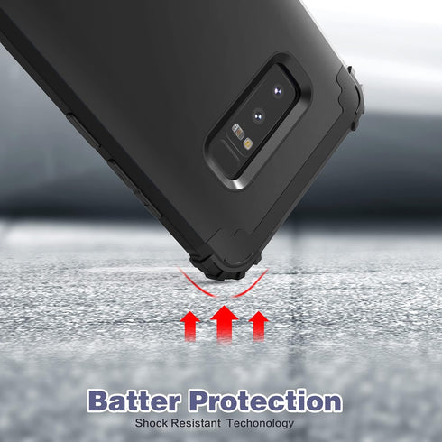 IDweel for Galaxy Note 8 Case, 3 in 1 Shockproof Slim Hybrid Heavy Duty Protection Hard PC Cover (Black)