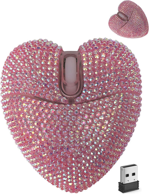 SHARE SUNSHINE Wireless Bluetooth Mouse Cute Pink Love Heart Shinning Led Light Silent Portable