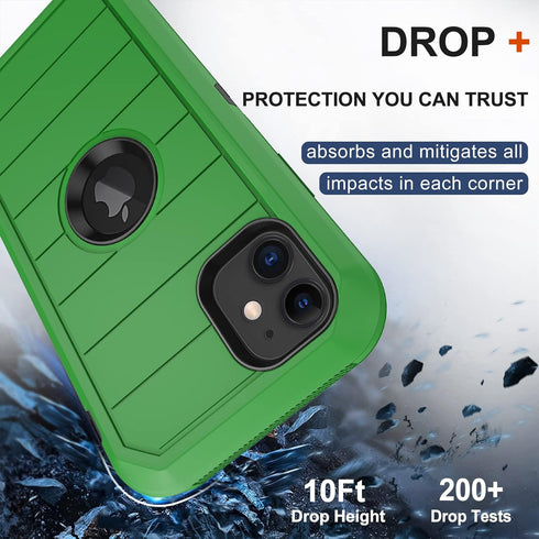 Shop iPhone 11 Heavy Duty Case with Belt Clip Holster & 2 Screen Protectors - Military Grade Rugged Protection (Green