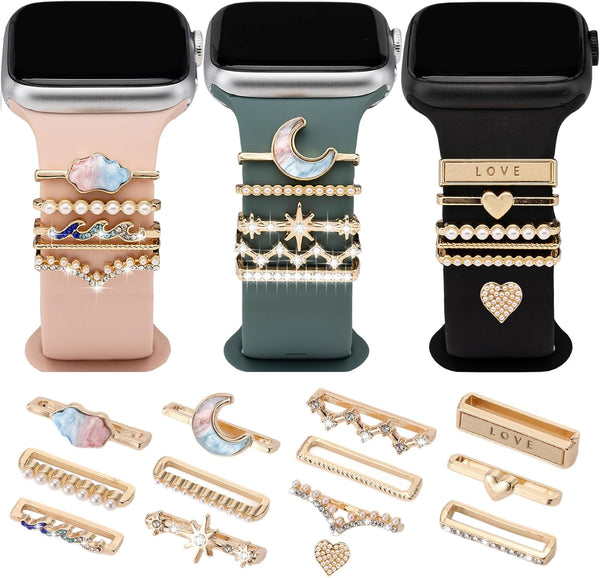 Watch Band Charms - Upgrade Your Watch Strap with Stylish Decorative Rings Loops Compatible with Apple Watch Bands 45mm