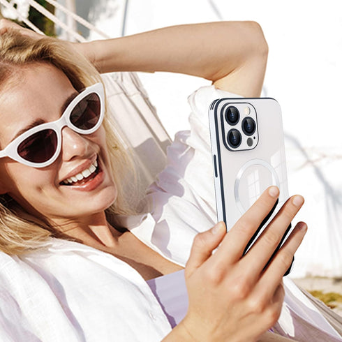 Guppy Magnetic Case for iPhone 15 Pro Max, Scratch Resistant Gradient Glass Back Cover with Full Camera Lens Protector
