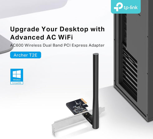 TP-Link PCIe WiFi Card AC600 for Desktop PC, Dual Band Wireless Internal Network Card, Supports Windows 10/11